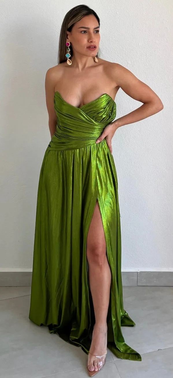 Admirable Elegance Green Metallic Formal Dress