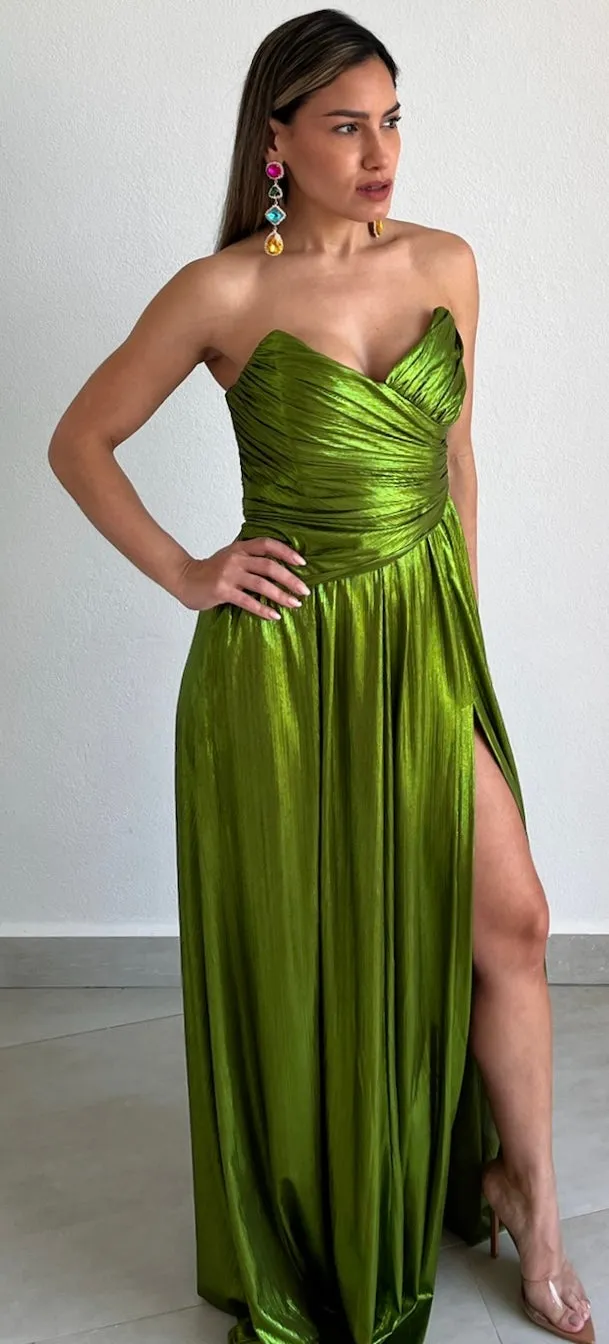 Admirable Elegance Green Metallic Formal Dress