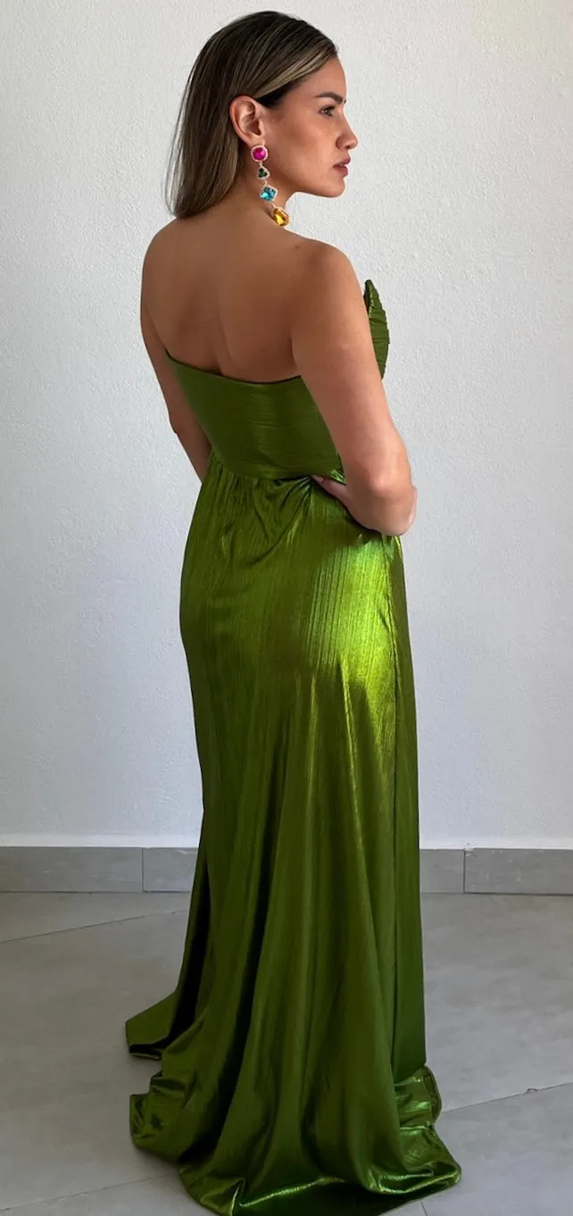 Admirable Elegance Green Metallic Formal Dress