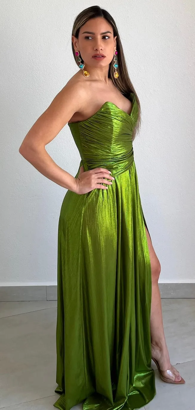 Admirable Elegance Green Metallic Formal Dress