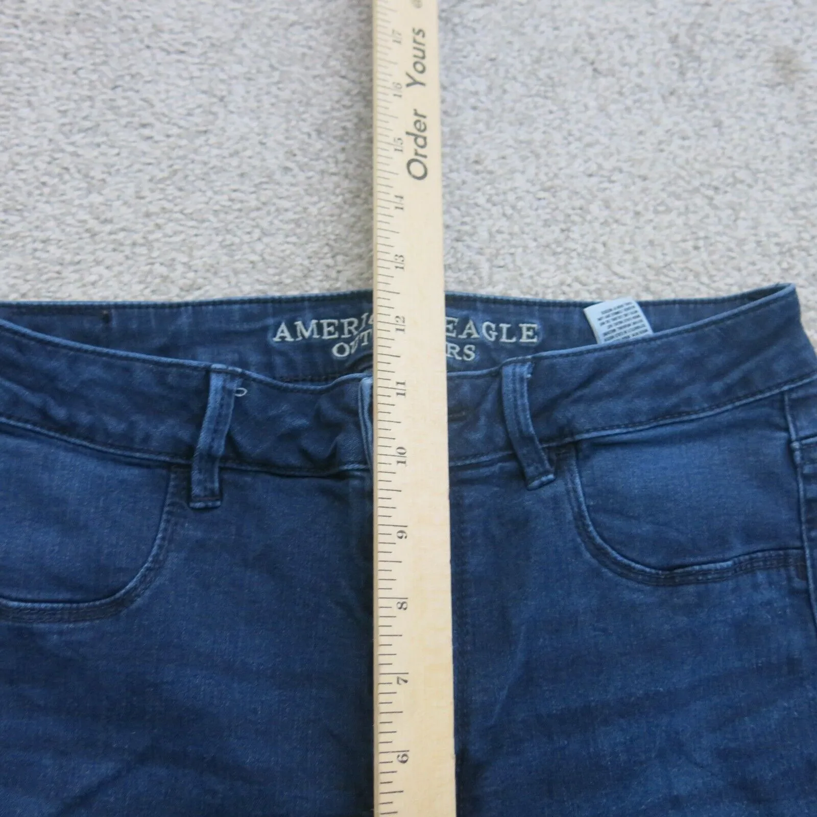 American Eagle Jeans Women 10 Blue Denim Skinny Leg High Rise Workwear Outdoor