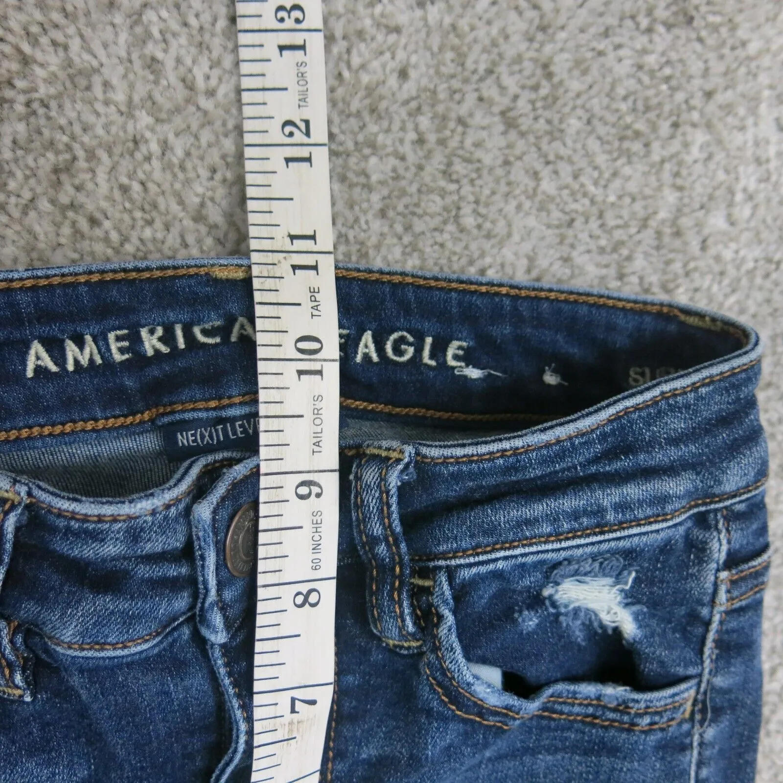 American Eagle Women Next Level Stretch Skinny Jeans Distressed Blue Size 00Reg