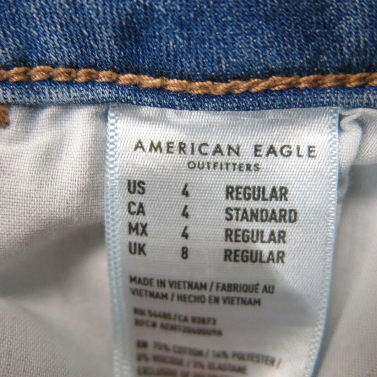 American Eagle Women Skinny Jeans Next Level Stretch Mid Rise Blue SZ 4 Regular