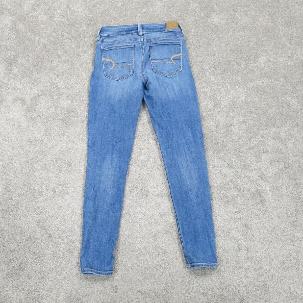 American Eagle Women Skinny Jeans Next Level Stretch Mid Rise Blue SZ 4 Regular