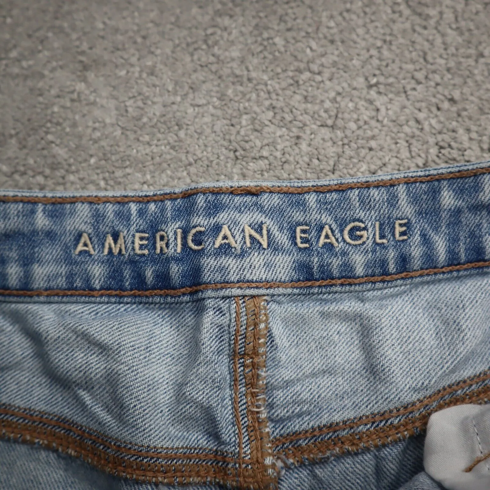 American Eagle Womens Denim Jeans High Rise Straight Leg Distressed Blue Size 10