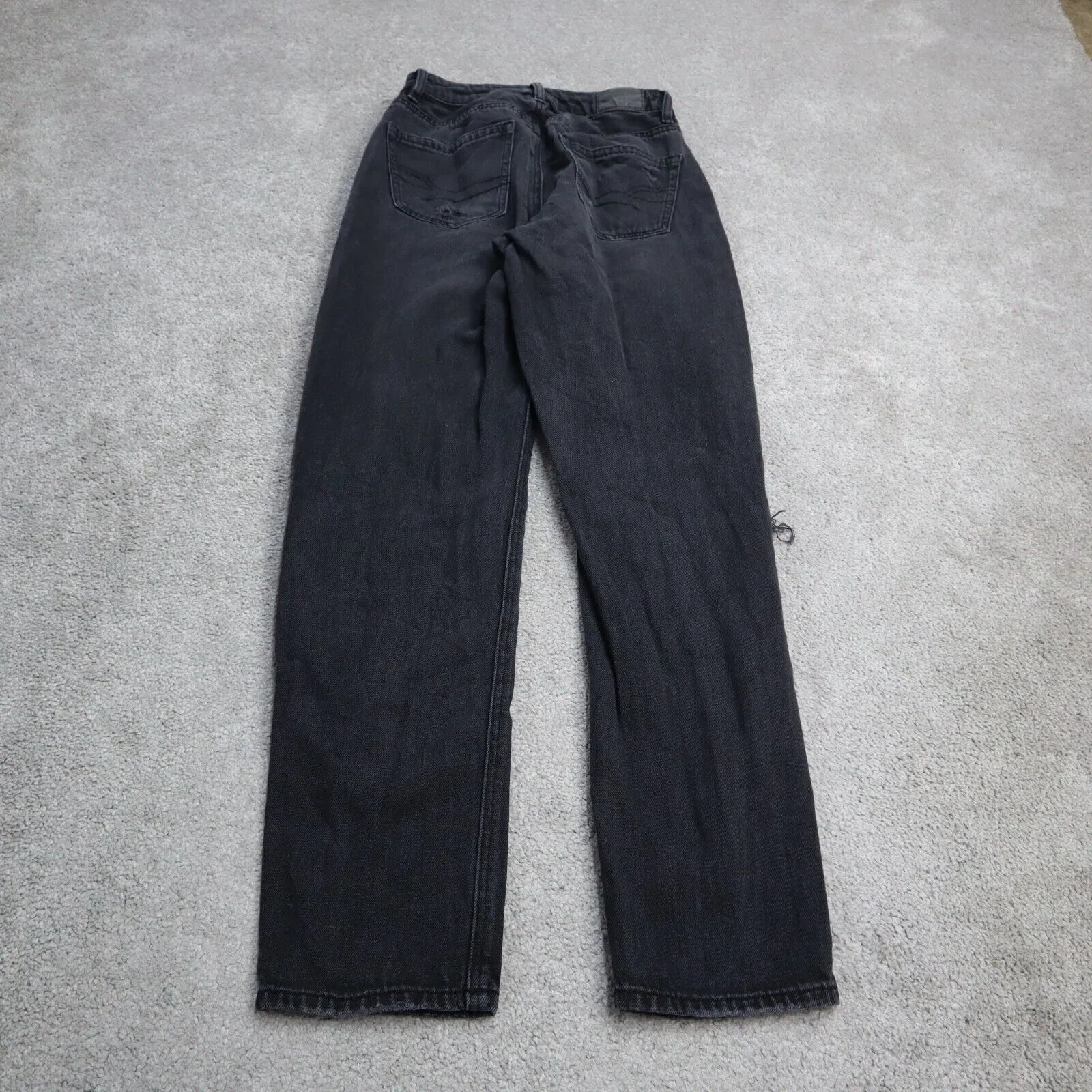 American Eagle Womens Jeans Skinny Leg Distressed Mid Rise Stretch Black 000 Reg