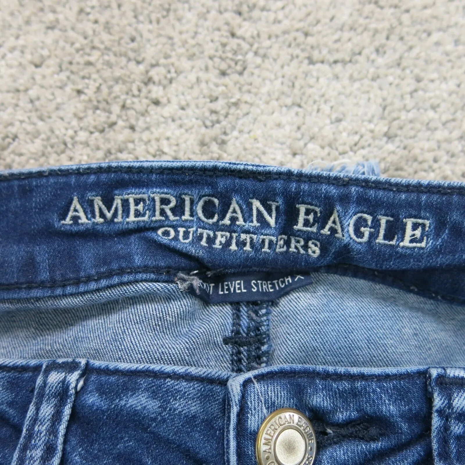 American Eagle Womens Skinny Leg Jeans Mid Rise Pockets Blue Size 4 Regular