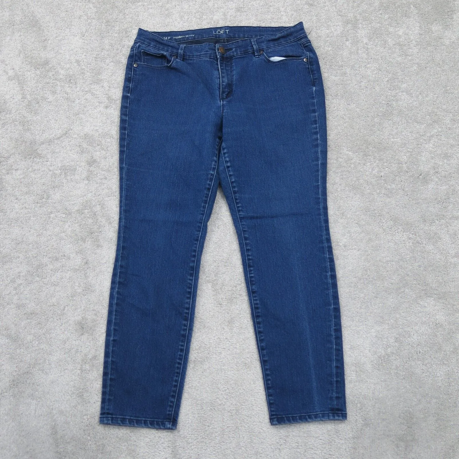 ANN Tylor Loft Womens Modern Skinny Leg Jeans Denim Mid Rise Blue Size W32XL14 P