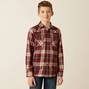 Ariat Boy's Harlee Retro Fit Western Snap Shirt in Windsor Wine Plaid