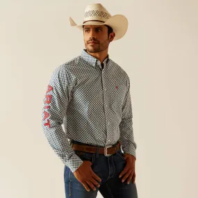 Ariat Men's Team Lochlan Fitted Western Button Down Shirt in White/Geometric