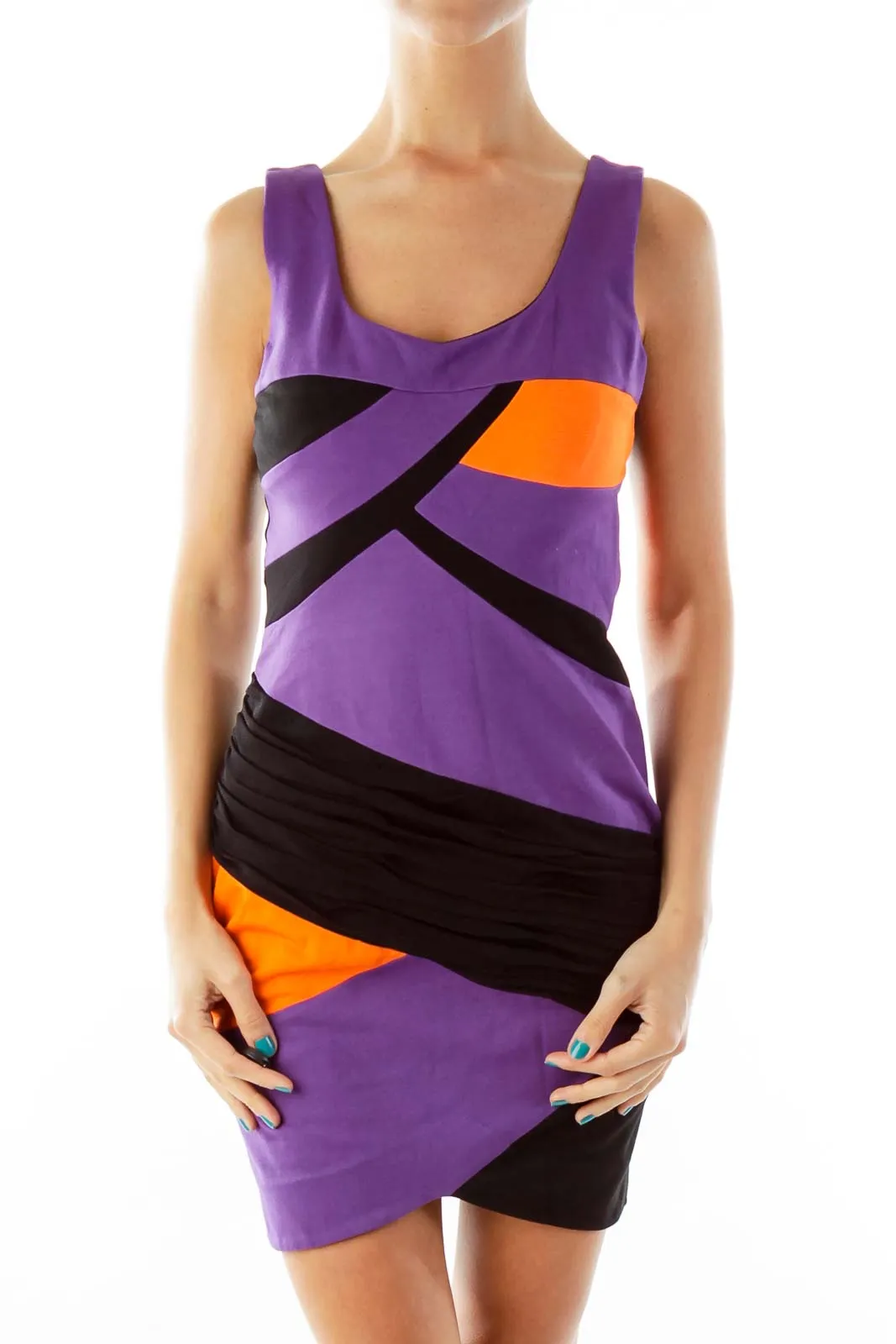 Black & Purple Fitted Dress