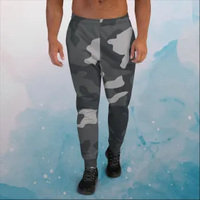 Black and Grey Camo Print Mens Joggers