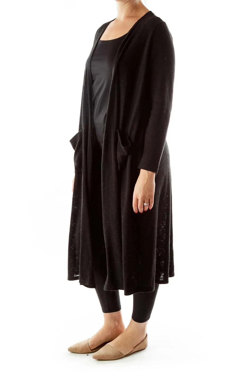 Black Knit Long Cardigan