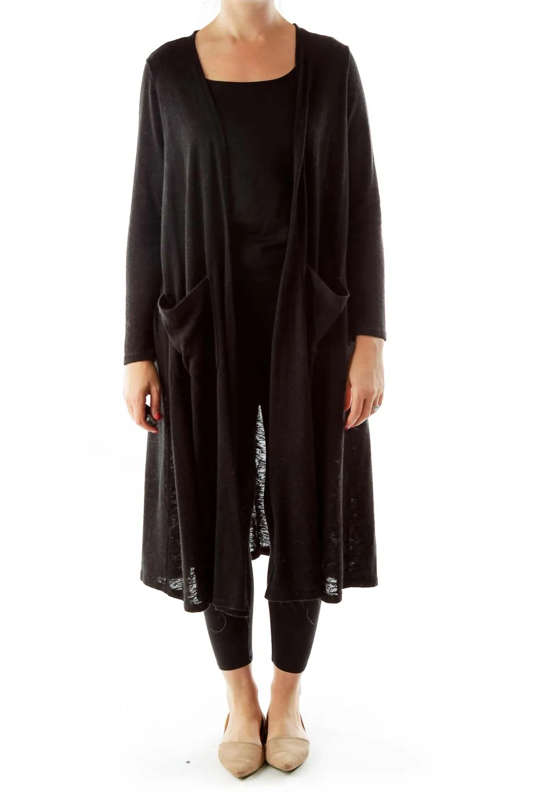 Black Knit Long Cardigan