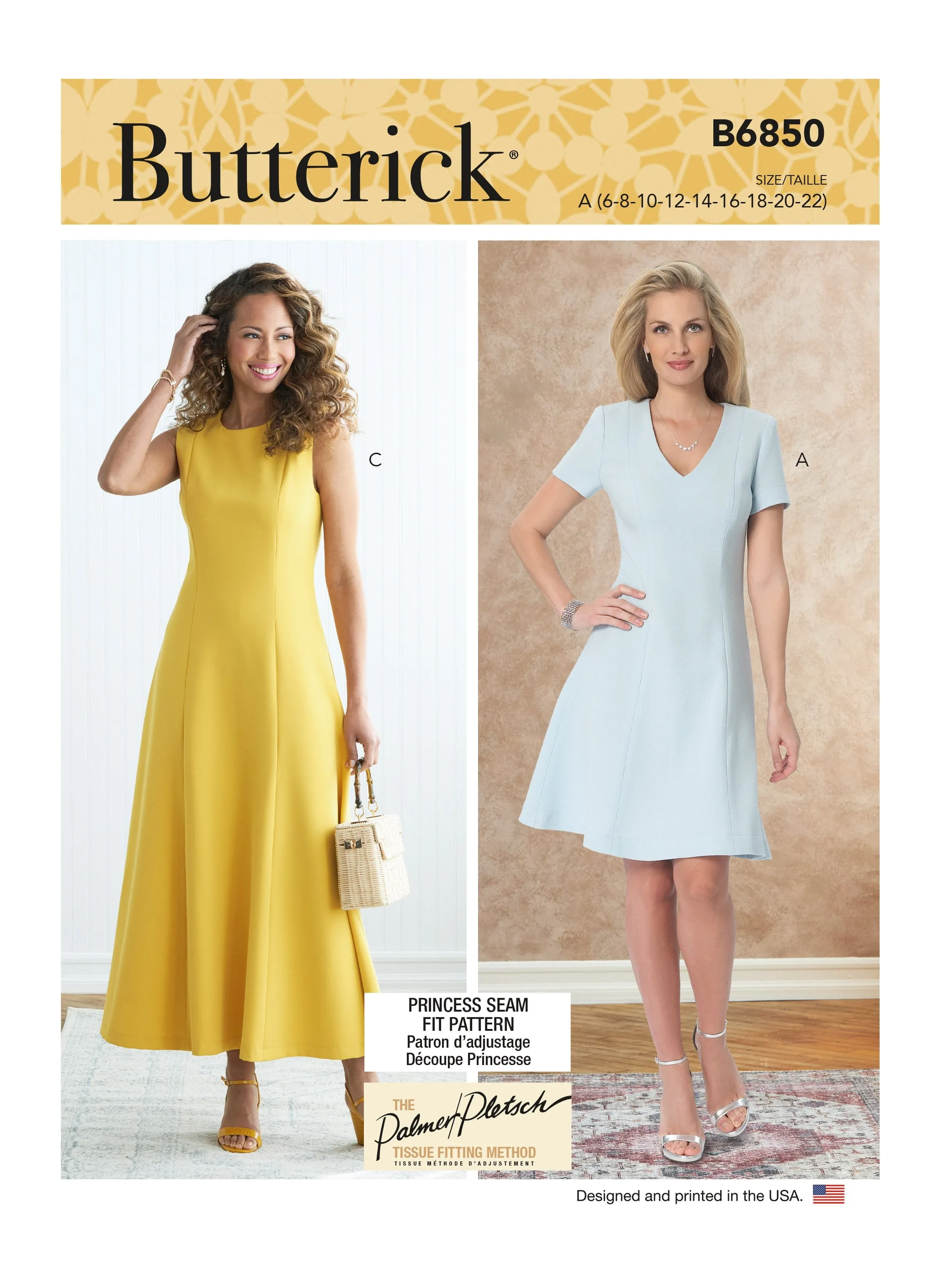 Butterick 6850 Misses' Jewel or V-Neck Fit and Flare Dresses Pattern