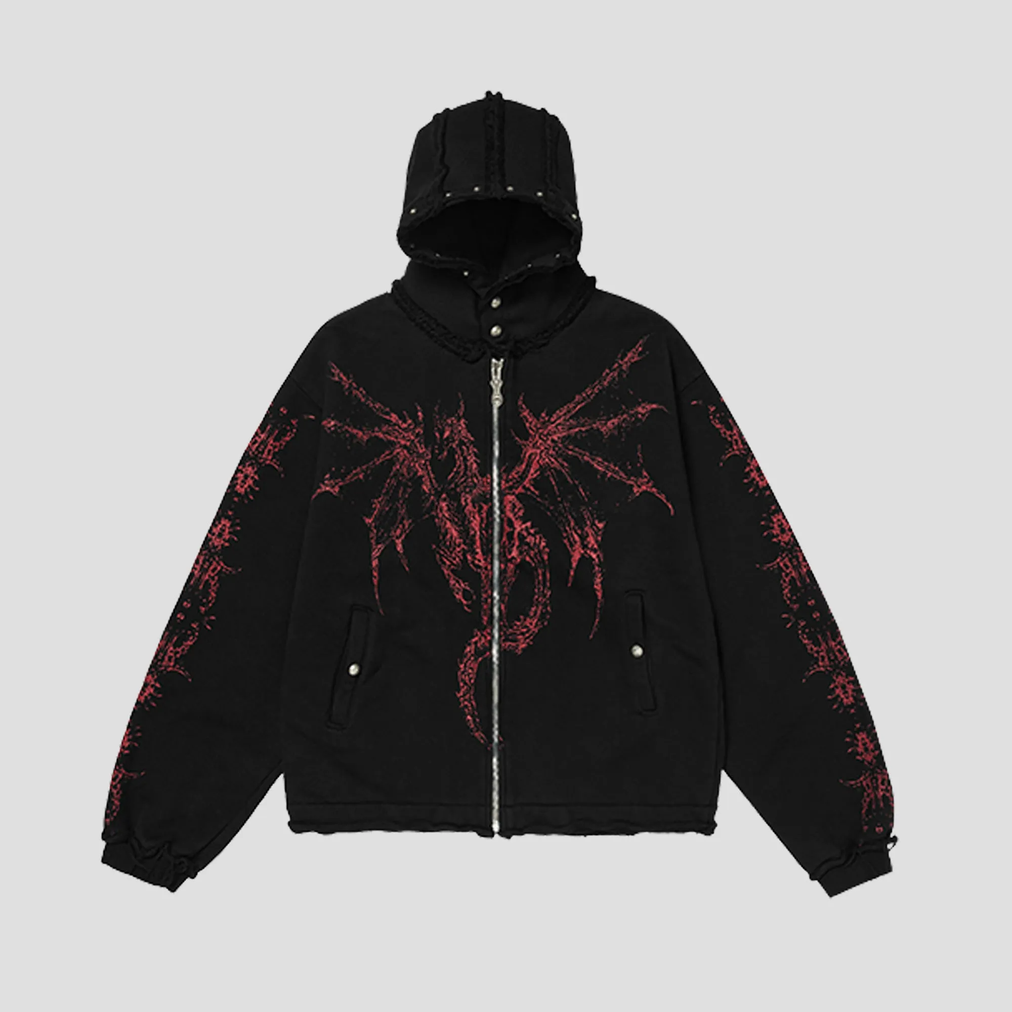 DRAGON STUD ZIP-UP HOODIE