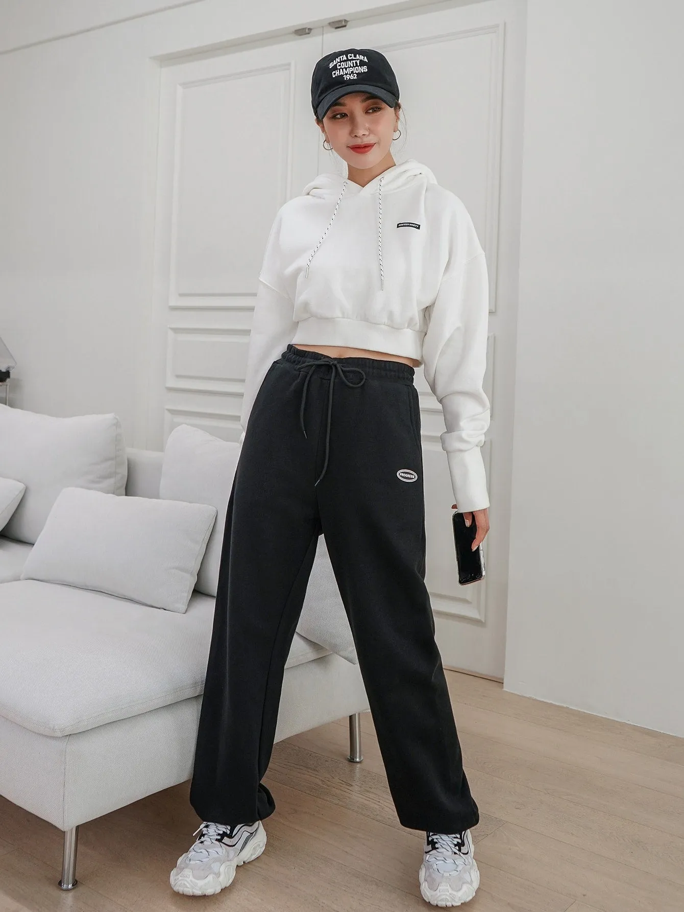 Drawstring High Waist Long Women Sweatpants