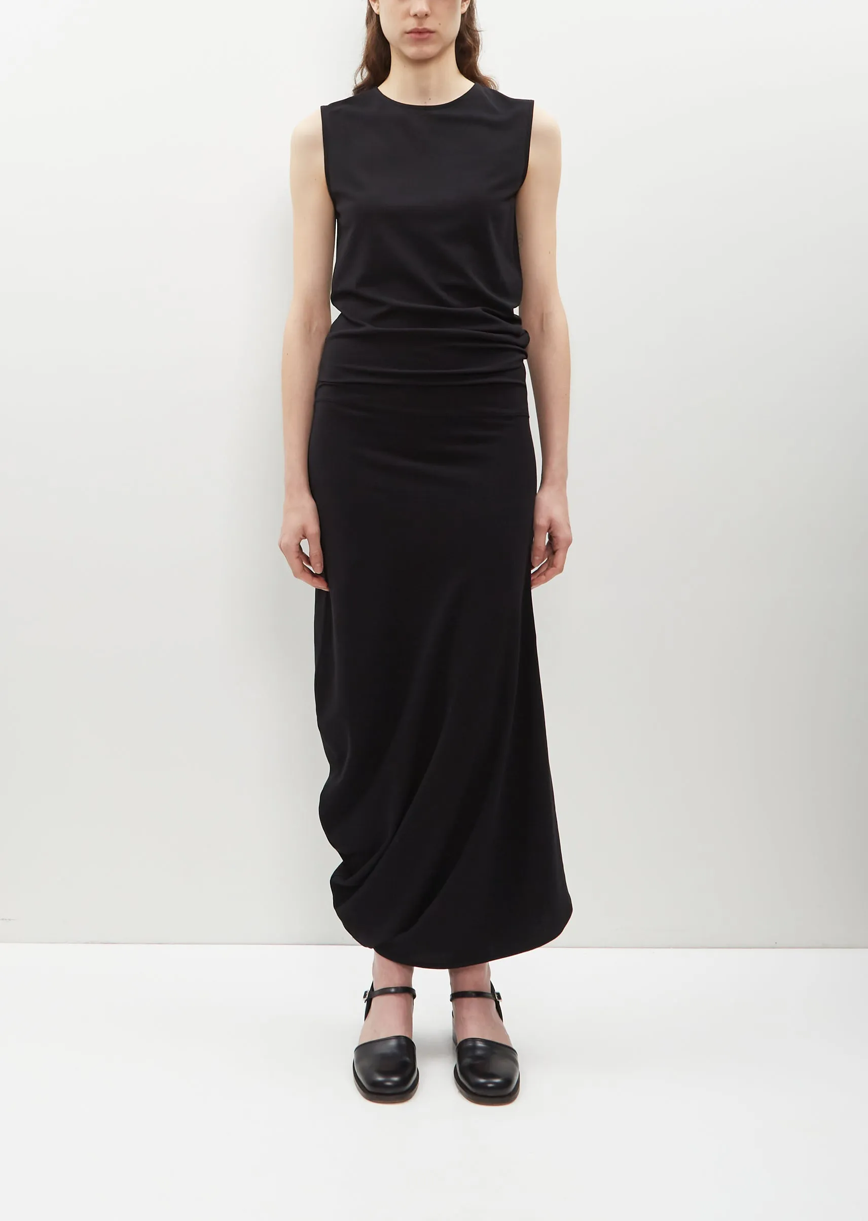 Fitted Twisted Jersey Dress — Black