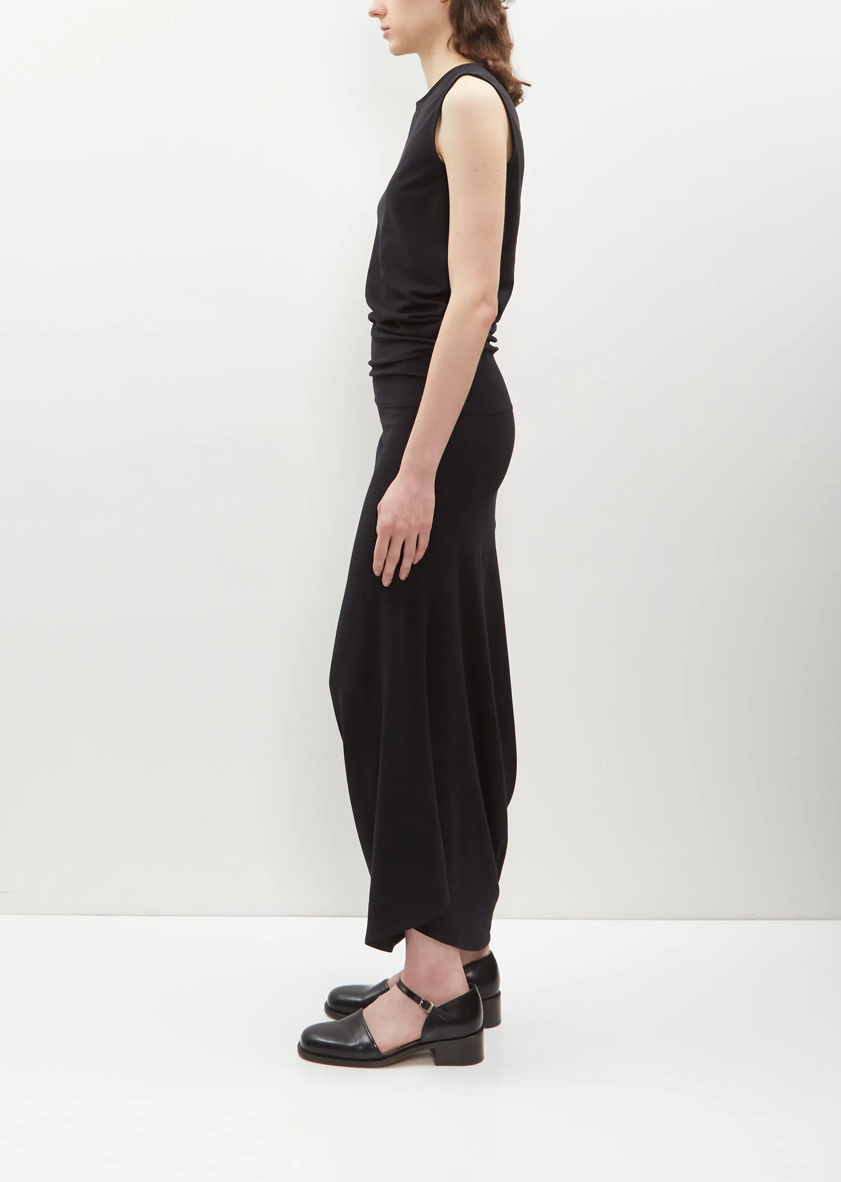 Fitted Twisted Jersey Dress — Black