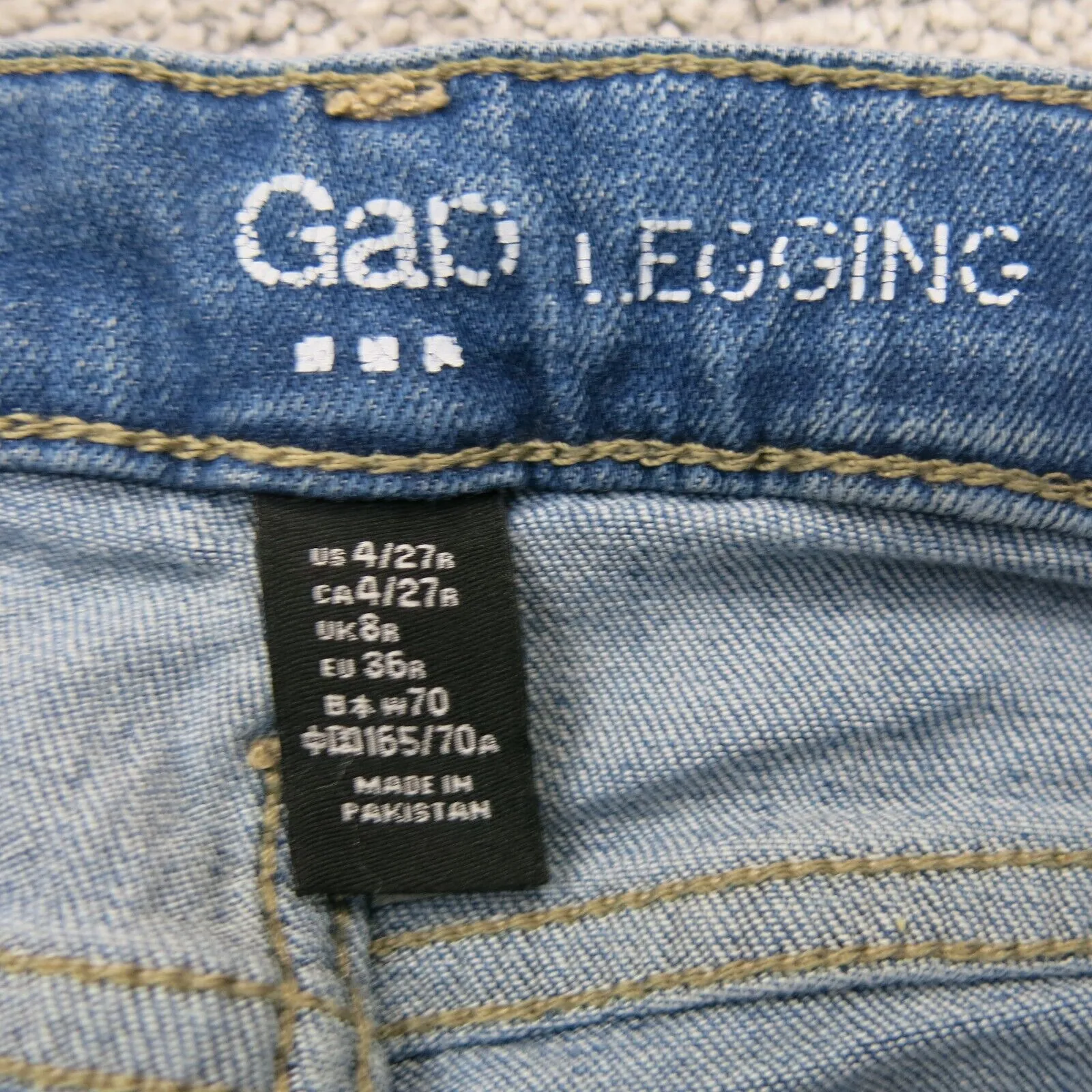 Gap Womens Legging Jeans Denim Stritch Distressed Low Rise Logo Blue Size 4/27