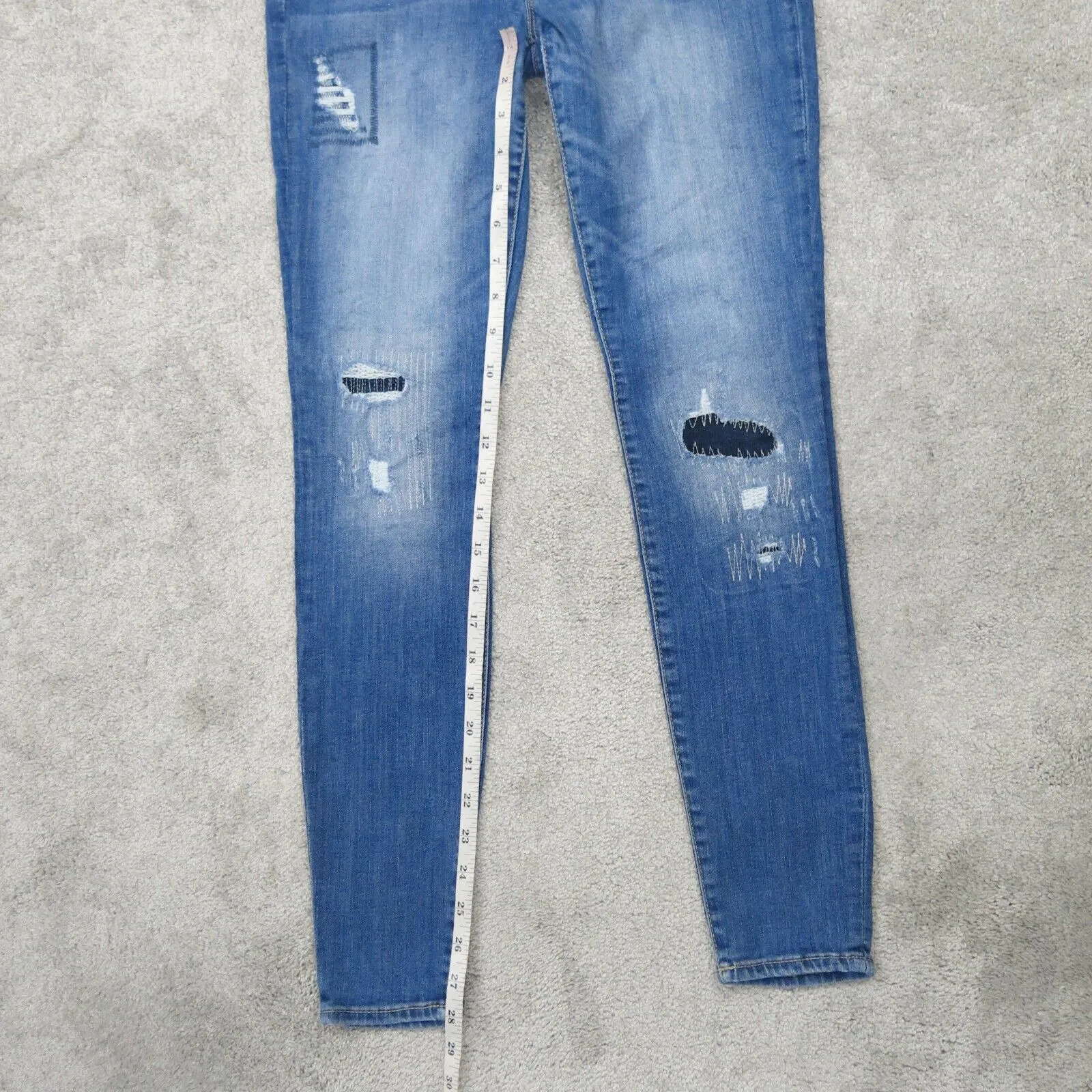 Gap Womens Legging Jeans Denim Stritch Distressed Low Rise Logo Blue Size 4/27