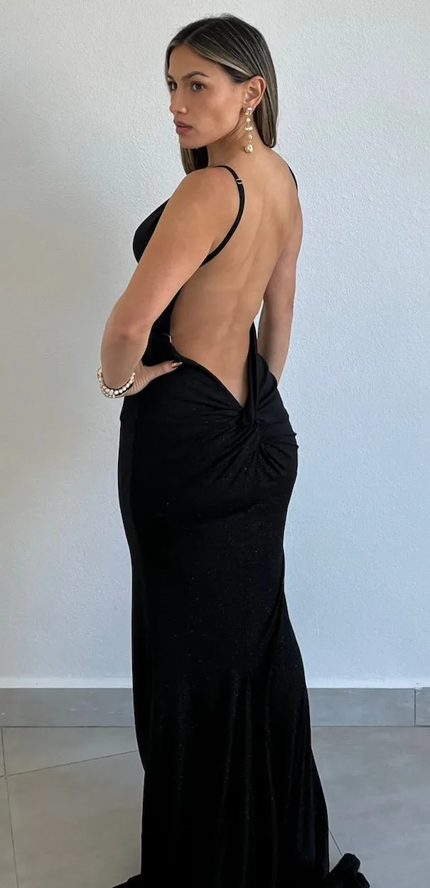 I Bring that Sexy Back Black Shimmer Formal Gown