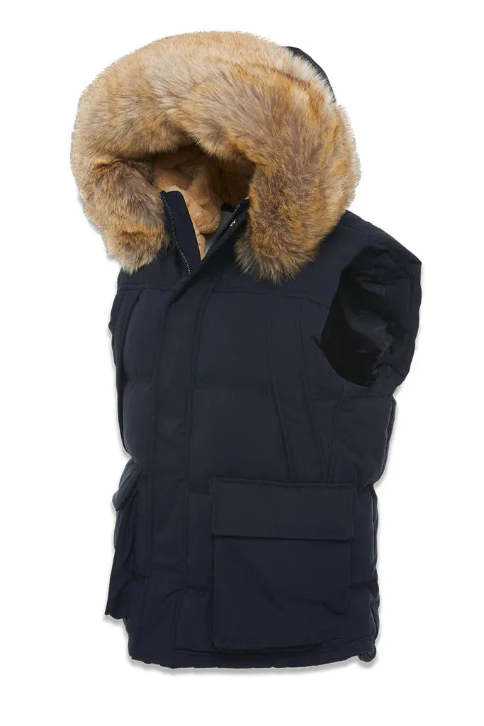 Jordan Craig YUKON FUR LINED PUFFER VEST (NAVY)