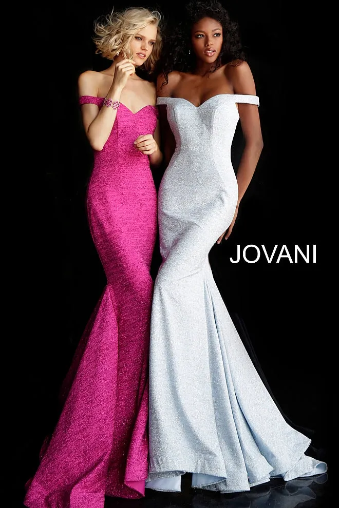 Jovani 60122 sz 14 Fuchsia Iridescent Shimmer Mermaid Prom Dress Glitter Gown