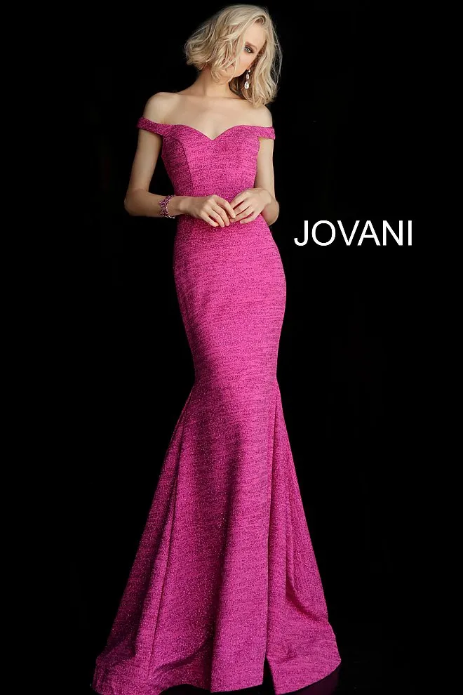 Jovani 60122 sz 14 Fuchsia Iridescent Shimmer Mermaid Prom Dress Glitter Gown