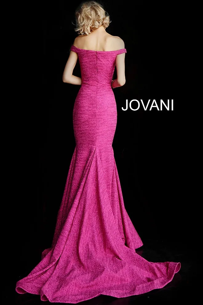 Jovani 60122 sz 14 Fuchsia Iridescent Shimmer Mermaid Prom Dress Glitter Gown