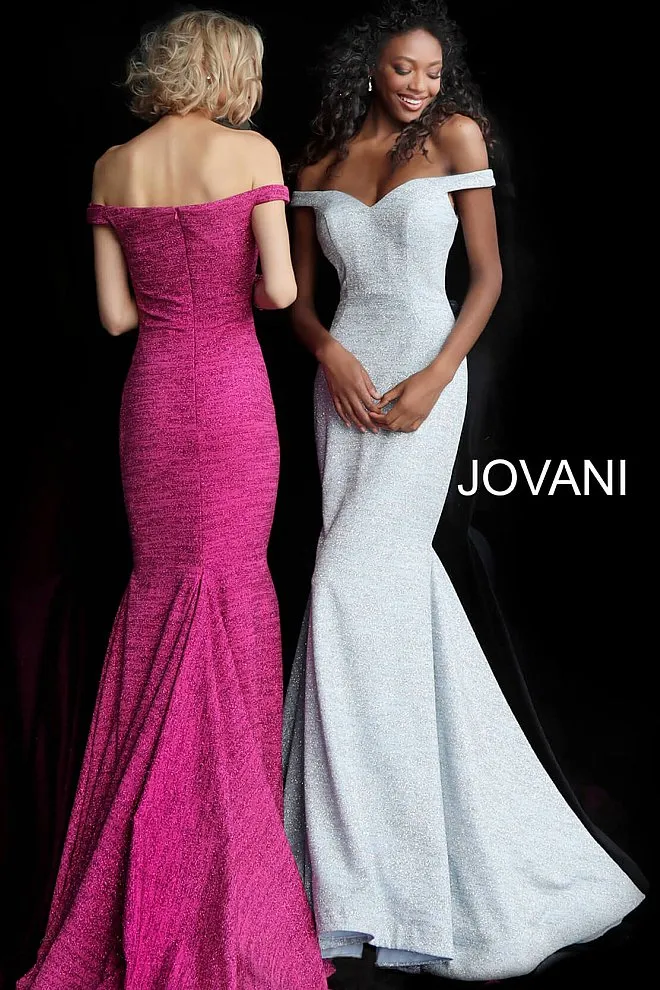 Jovani 60122 sz 14 Fuchsia Iridescent Shimmer Mermaid Prom Dress Glitter Gown