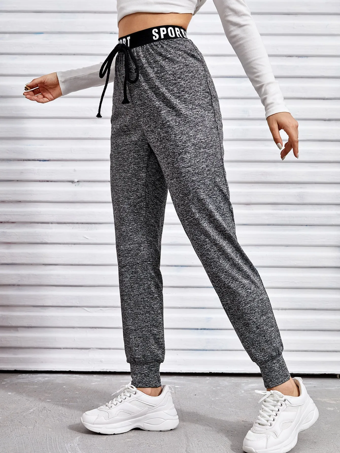 Letter Knot High Waist Long Women Sweatpants