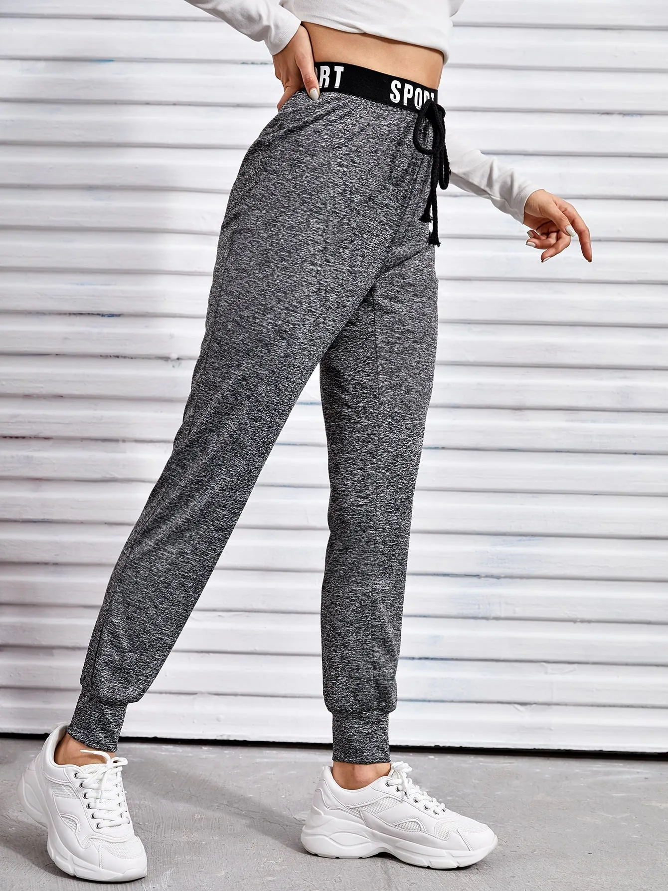 Letter Knot High Waist Long Women Sweatpants