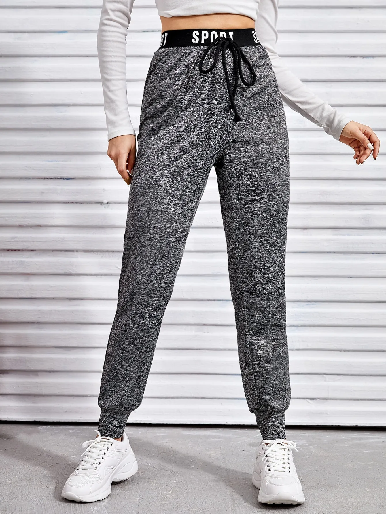 Letter Knot High Waist Long Women Sweatpants