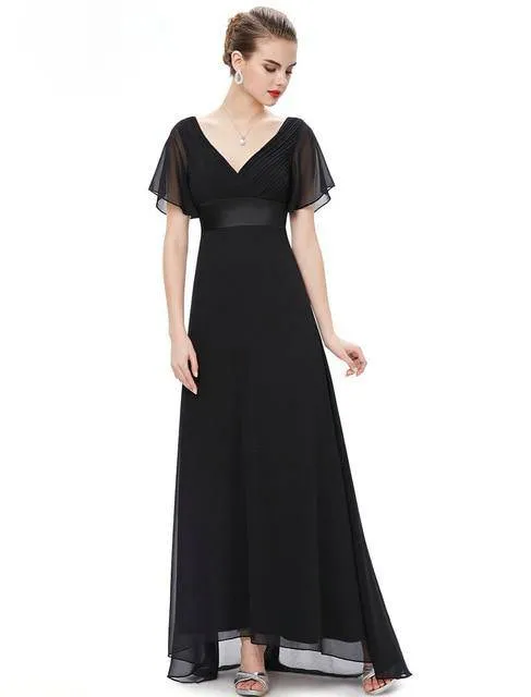 Long Ever Pretty V-Neck Chiffon A-Line Robe Party Gowns