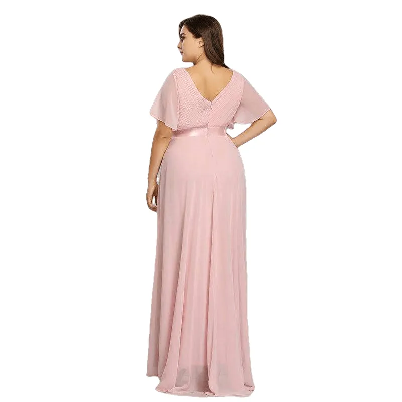 Long Ever Pretty V-Neck Chiffon A-Line Robe Party Gowns