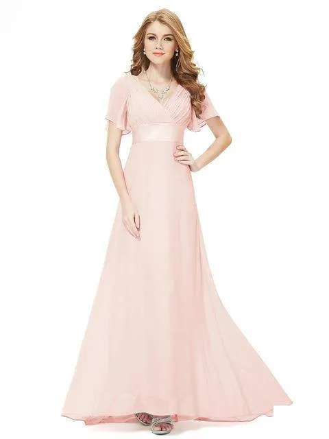 Long Ever Pretty V-Neck Chiffon A-Line Robe Party Gowns