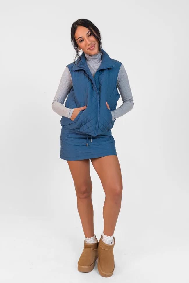 Mountainside Moment Cropped Blue Quilted Puffer Vest SALE