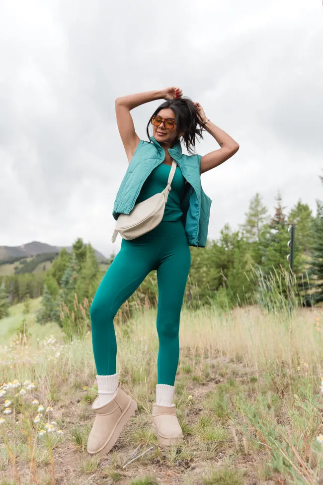 Mountainside Moment Teal Cropped Puffer Vest SALE