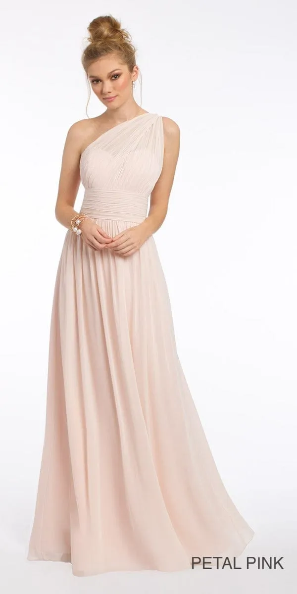 One Shoulder Illusion Bridesmaid Dress - Missy