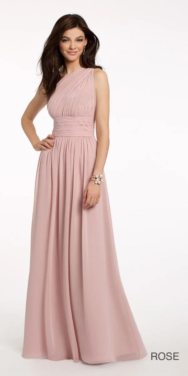 One Shoulder Illusion Bridesmaid Dress - Missy