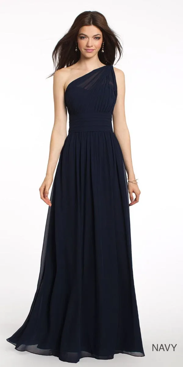 One Shoulder Illusion Bridesmaid Dress - Missy