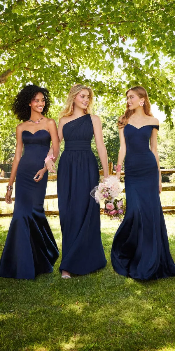 One Shoulder Illusion Bridesmaid Dress - Petite