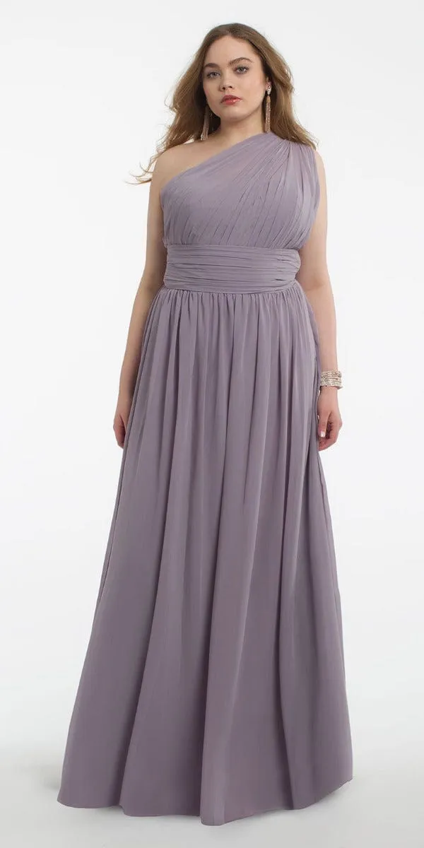 One Shoulder Illusion Bridesmaid Dress - Petite