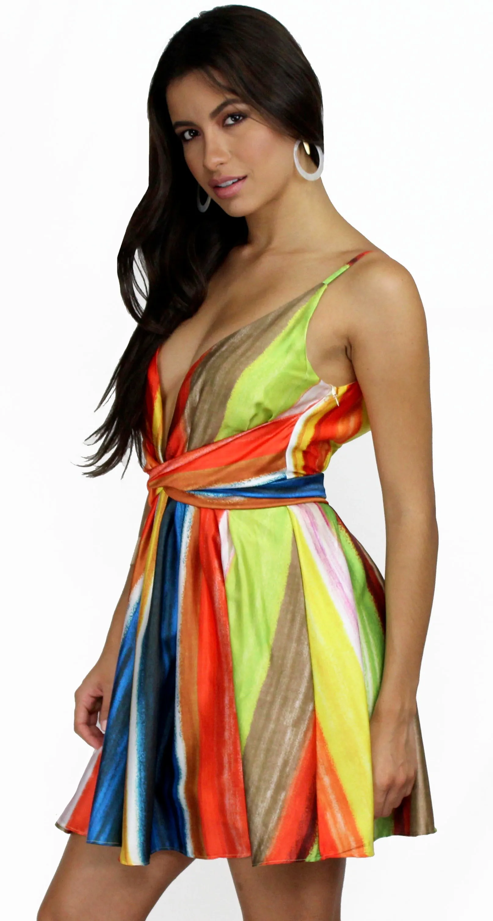 Only in Dreams Stripes Print Satin Dress