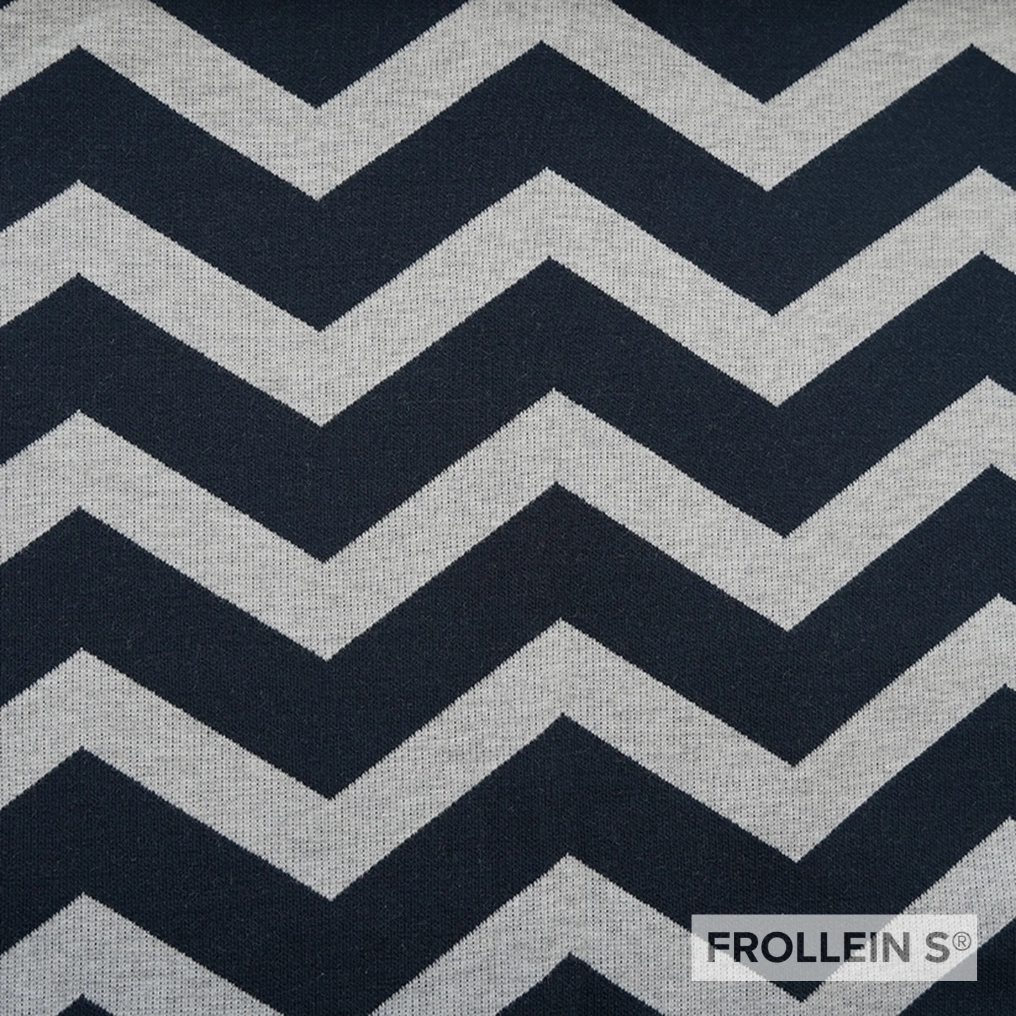 Organic Interlock Jacquard - Chevron - Blue