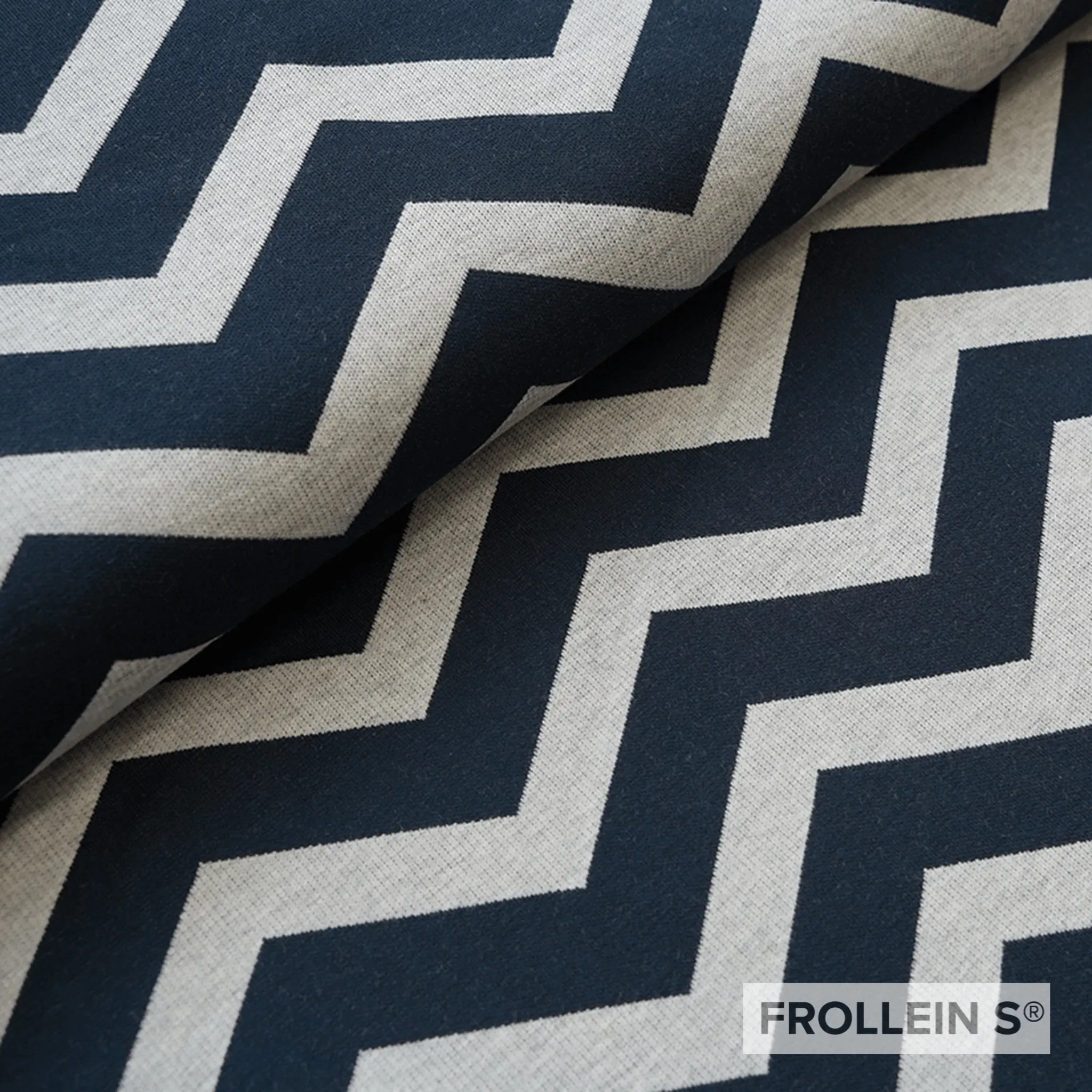 Organic Interlock Jacquard - Chevron - Blue