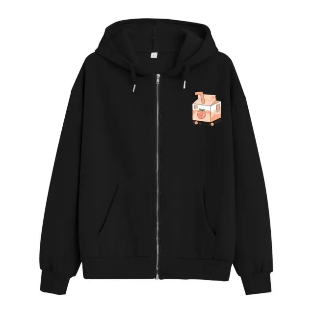 Peach Milk Box Soft Zip-Up Hoodie