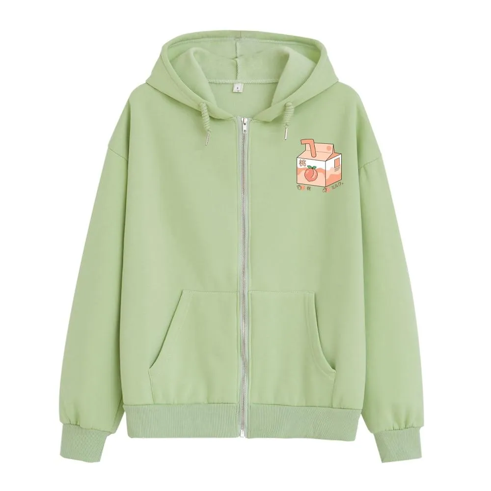 Peach Milk Box Soft Zip-Up Hoodie