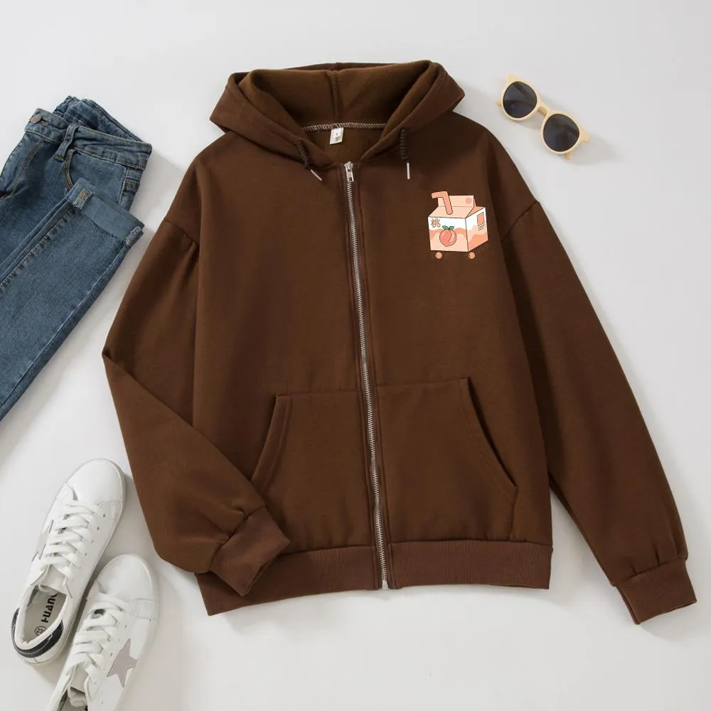 Peach Milk Box Soft Zip-Up Hoodie